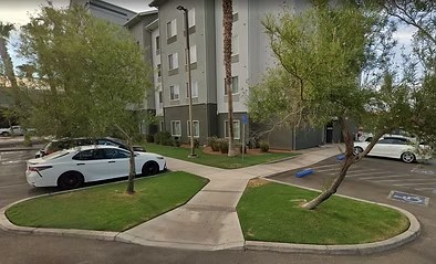 Landscaped lawn and trees